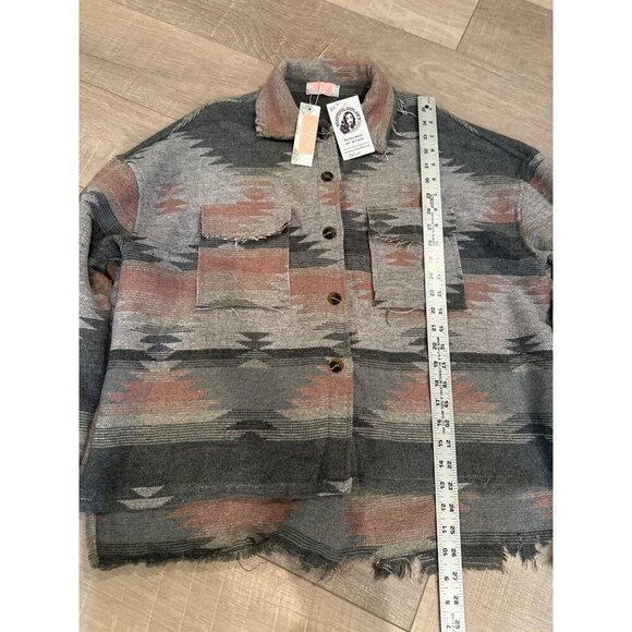 C+D+M Womens Medium Aztec Pattern Button-Up Shirt Jacket NEW - Picture 2 of 7